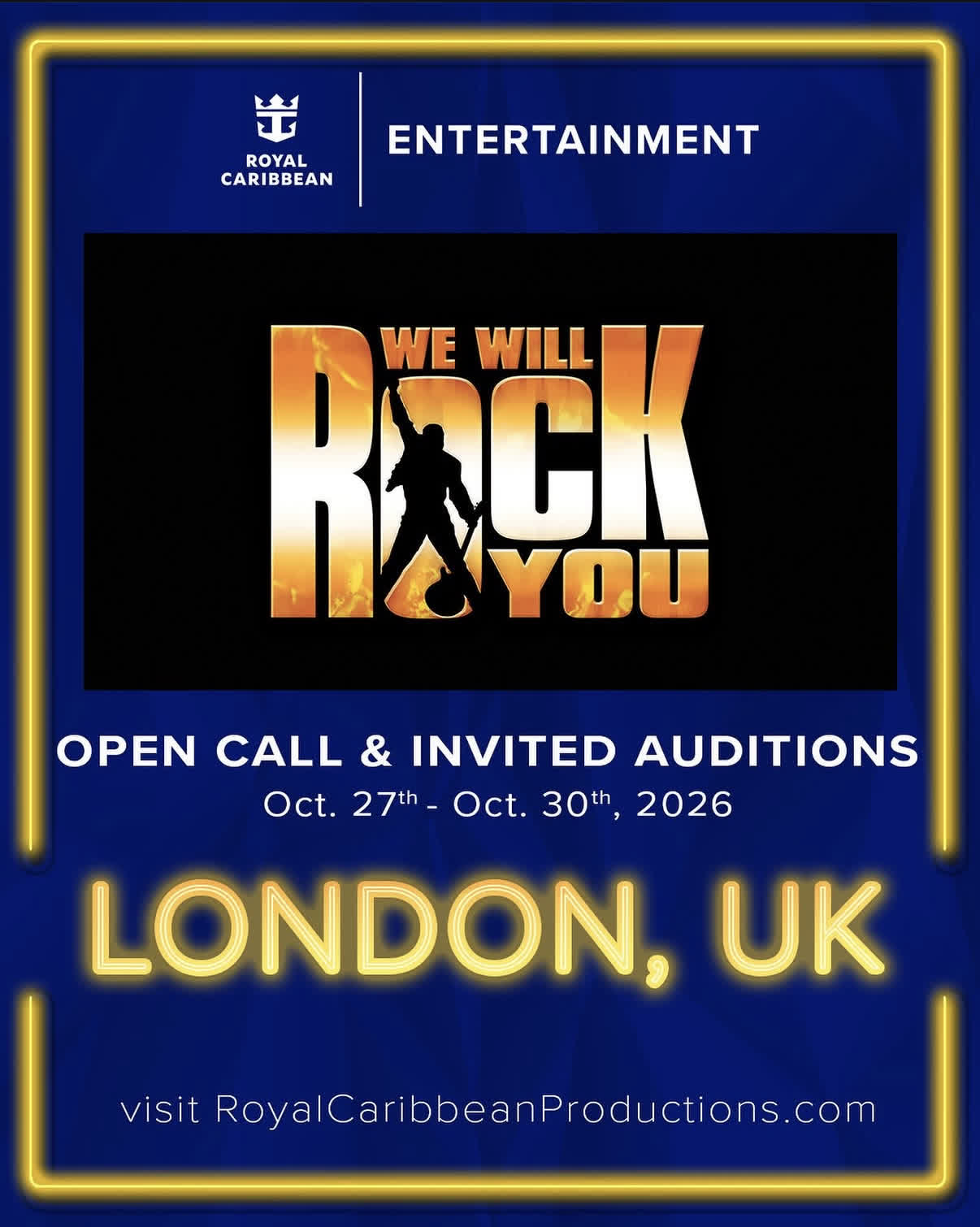 We Will Rock You : Royal Caribbean auditionne à Londres